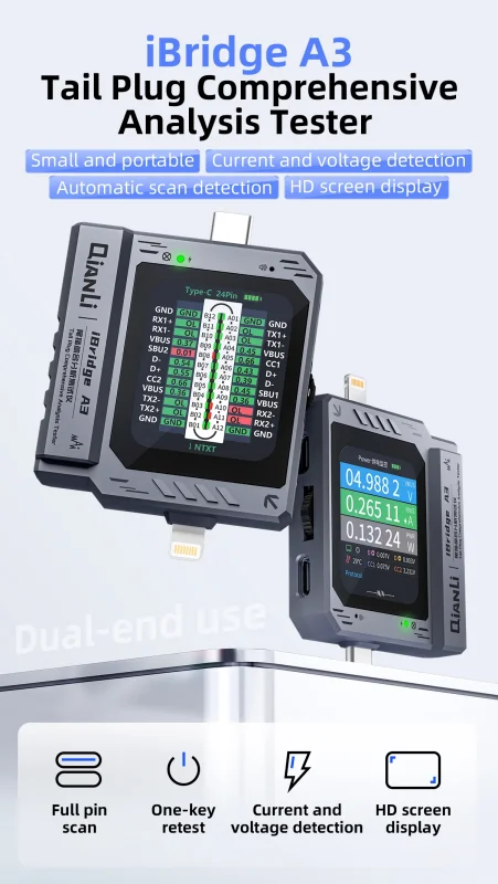 เครื่องทดสอบการวิเคราะห์ปลั๊กชาร์จ QIANLI IBRIDGE A3